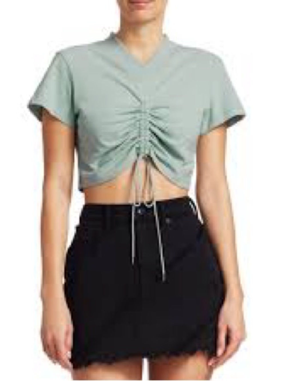 Alexander wang Ruched Drawstring Crop Top - Sage Green size M